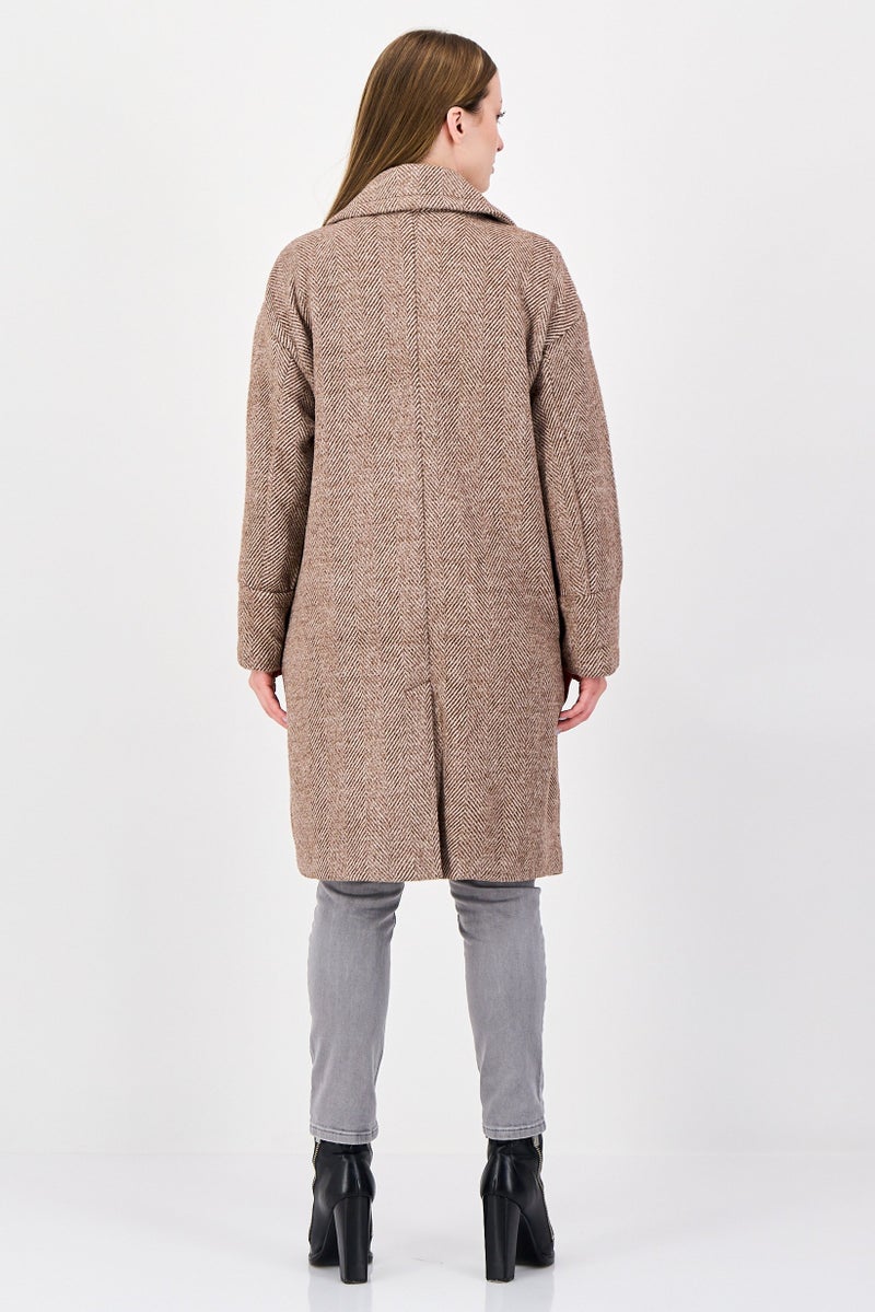 BCBGeneration Women Herringbone Trench Coat, Brown - Image 4